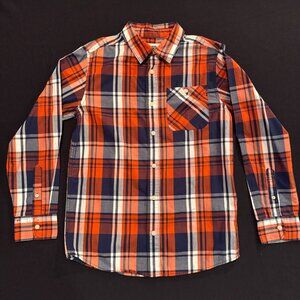 Urban Pipeline Red Blue Checked Button Up Dress Shirt Boys Size Large